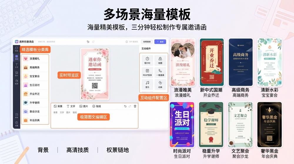 儒雅风升学宴邀请函｜小白零门槛，照搬就能用，质感拉满不踩雷